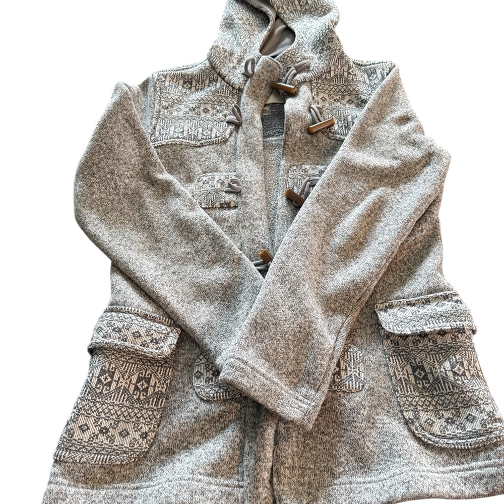 Patagonia Women’s Small Toggle Sweater Jacket Gray Nordic Fleece Lined Jacket